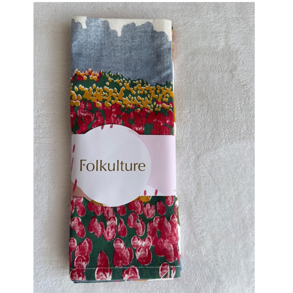 NWT Folkulture Set of 3 Kitchen Towels Cloths Colorful Print Cottagecore Floral